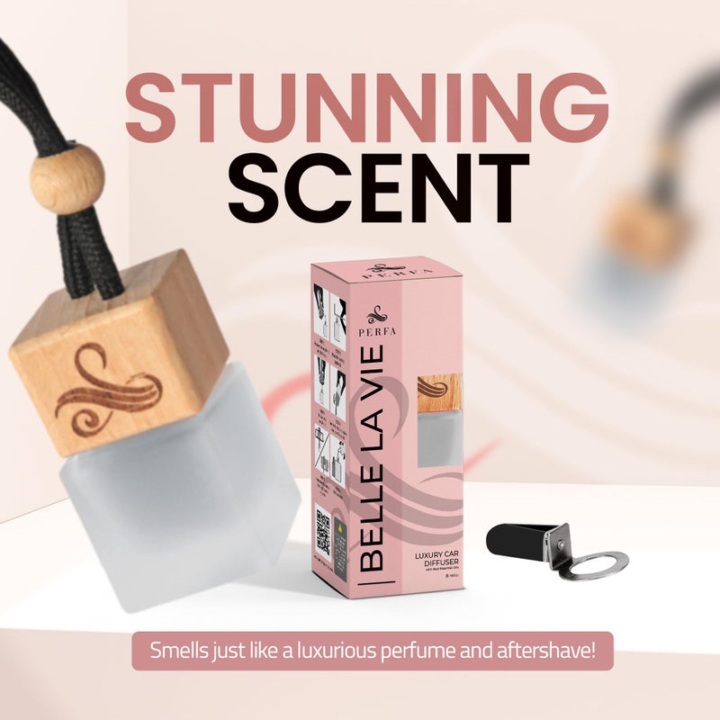 Perfa Car Air Freshener for Women - Belle La Vie | Irresistible Scent | Odour Eliminator with Essential Oils | Car Air Fresheners Vent Clip | Long Lasting Automotive Diffuser by Perfa - Image 4